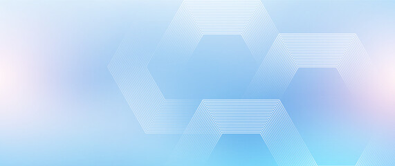 Obraz premium Digital futuristic technology concept with hexagons. Digital hexagonal blue abstract background. Geometric stripe line art design for poster, brochure, cover, banner, website, header