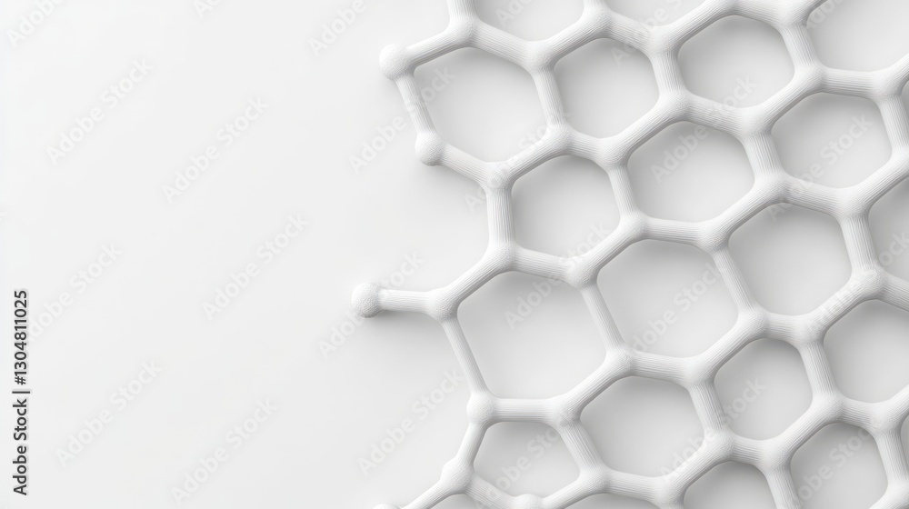 Poster close-up of a stylized hexagonal pattern in white, set against a plain background, highlighting cont
