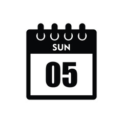 calender icon, 05 sunday icon with white background