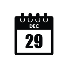 calender icon, 29 december icon with white background