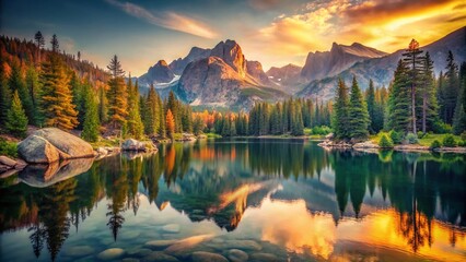 Vintage Gem Lake, Rocky Mountain National Park: Serene Mountain Scenery