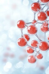 Vivid red molecules form an intricate structure against a soft, blurred background, illustrating fundamental concepts of chemistry and molecular science