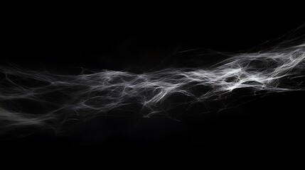 Abstract white flowing lines on black background.