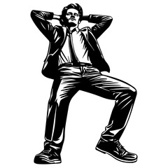 vector illustration of a businessman sitting position 