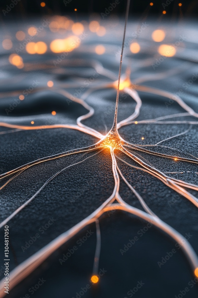 Poster delicate neural pathways glow softly against a dark backdrop, revealing the complexity of brain conn