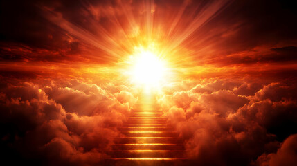Heavenly stairway, sunrise cloudscape
