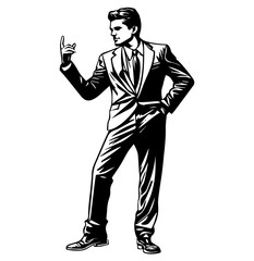 vector illustration of a businessman standing position 