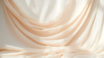 Obraz premium Soft Cream Drapery Fabric with Elegant Flowing Texture and Light