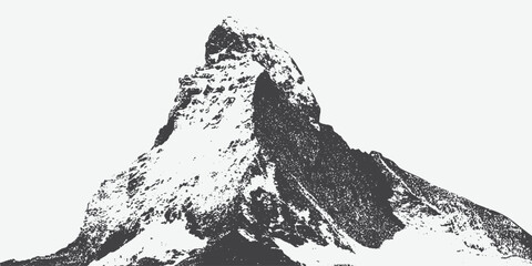Halftone stipple effect on a mountain for a grunge punk Y2K collage design, Brutalist noisy retro photocopy background with mound. Vector illustration