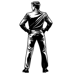 vector illustration of a businessman standing position 