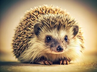 Fototapeta premium Vintage Photo: Hedgehog in Forest, Woodland Creature, Nature Wildlife