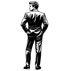 vector illustration of a businessman standing position 