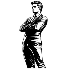 vector illustration of a businessman standing position 