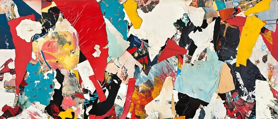 Fototapeta premium collage of torn and cut-out paper pieces, each piece showcasing different colors and patterns