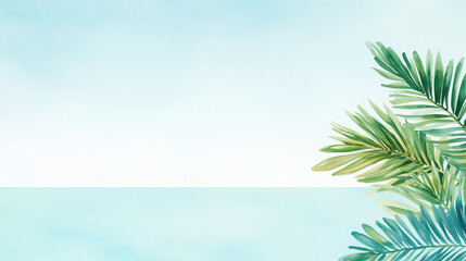 Fototapeta premium Tropical lagoon with crystal clear waters and palm leaves