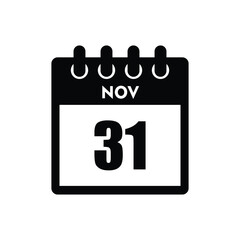 calender icon, 31 november icon with white background