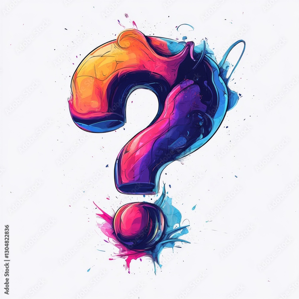 Aufkleber colorful and abstract question mark: a vibrant exploration of inquiry and curiosity through artistic