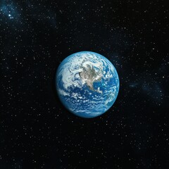 Fototapeta premium Earth in the vast expanse of space with a starry background showcasing North America in cosmic view