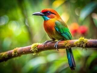 Obraz premium Vintage Style Broad-billed Motmot Bird Photography - Wildlife Nature Image