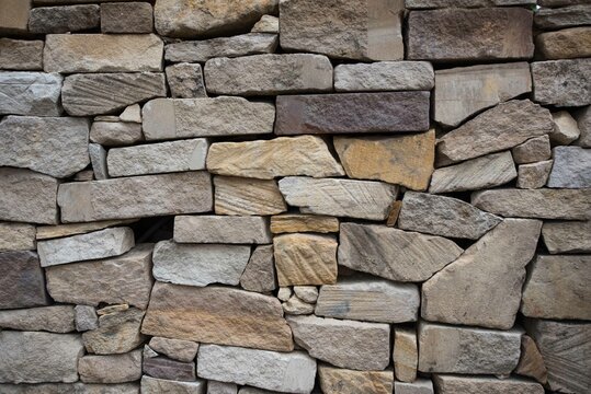 Drystone sandstone wall