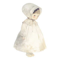 Charming vintage child illustration artwork soft colors whimsical style gentle atmosphere