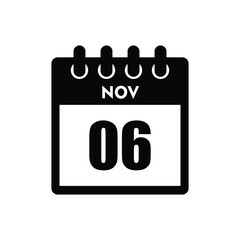 calender icon, 06 november icon with white background
