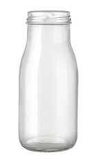 Empty glass bottle standing on white background
