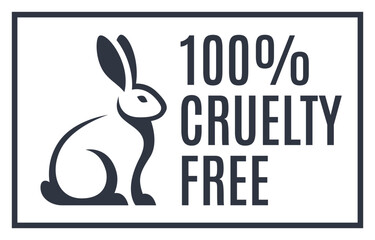 Fototapeta premium 100% Cruelty-Free Icon with Rabbit Symbol. Not Tested on Animals Concept. Vector Illustration. 