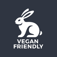 Vegan Friendly Icon with Rabbit Symbol. Not Tested on Animals Concept. Vector Illustration.
