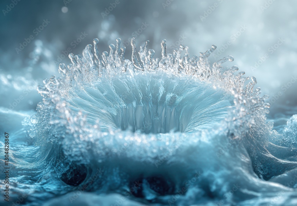 Aufkleber a beautiful splash of water creating ripples and droplets against a soft blue background with intric