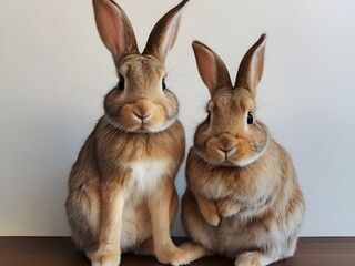 Fototapeta premium two rabbits on a white background