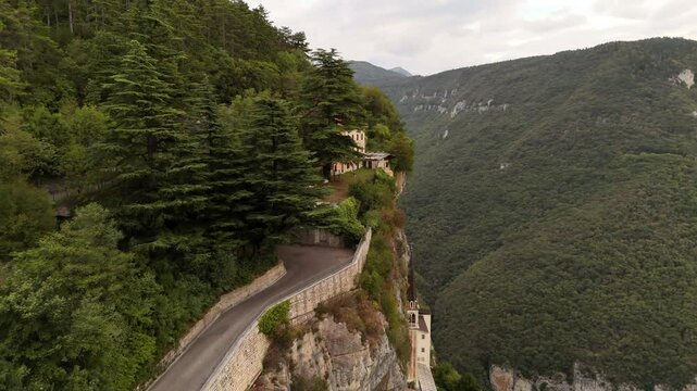 Sanctuary of Madonna della Corona: suspended between heaven and earth, where faith meets the majesty of nature. Italy 