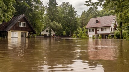 Obraz premium Polluted River with Industrial Waste and Debris
