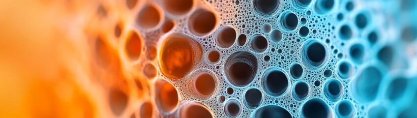 Abstract Cellular Structure in Orange and Blue