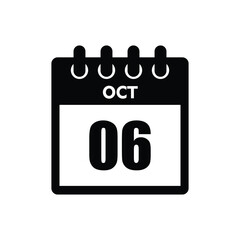 calender icon, 06 october icon with white background