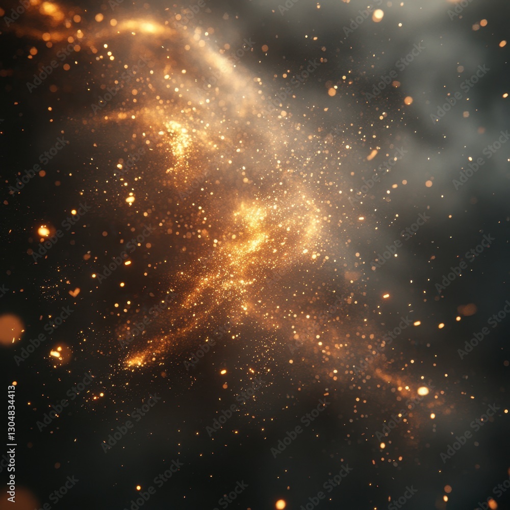 Aufkleber ethereal golden particles swirling in dark space creating a magical and dreamy visual effect cosmic 