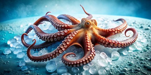 Obraz premium Whole Fresh Octopus on Ice - Seafood Market Display