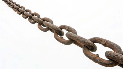 Obraz premium Rusty Chain on White Background