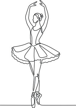 single line drawing ballerina dancing clip art preview