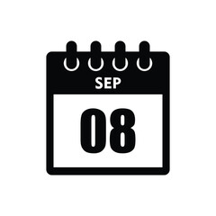 calender icon, 08 september icon with white background
