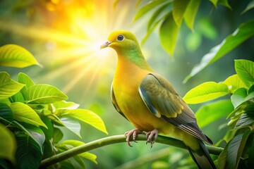 Obraz premium Yellow-Footed Green Pigeon Double Exposure Nature Stock Photo