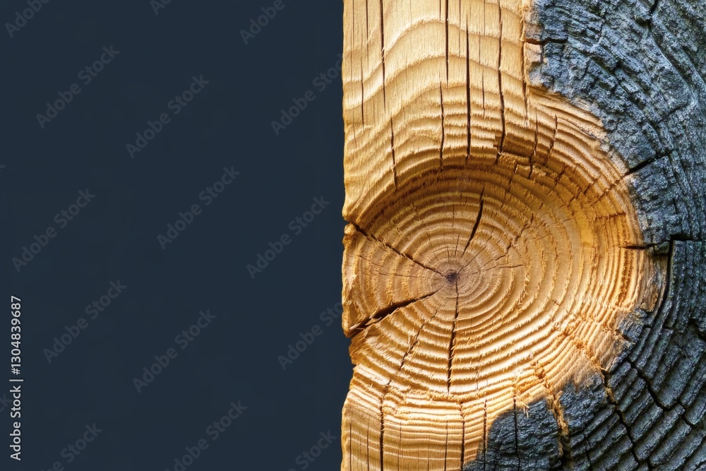 Poster beautiful patterns in a tree's cross-section. generative ai
