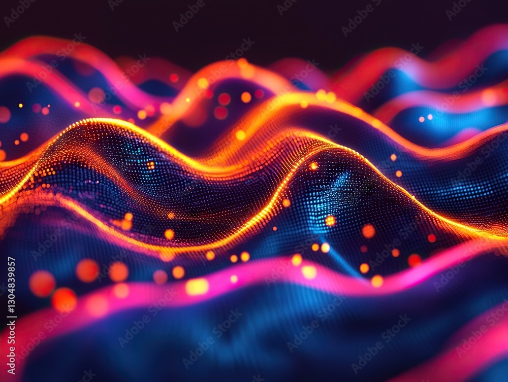 Poster dynamic abstract waves of light and color digital art futuristic environment vibrant viewpoint