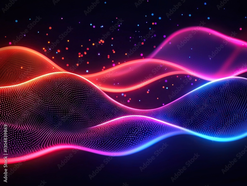 Poster dynamic color waves flowing in abstract visual art digital space digital artwork vibrant environment