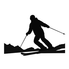 Fototapeta premium Skier in action descending a mountain, dynamic adventure