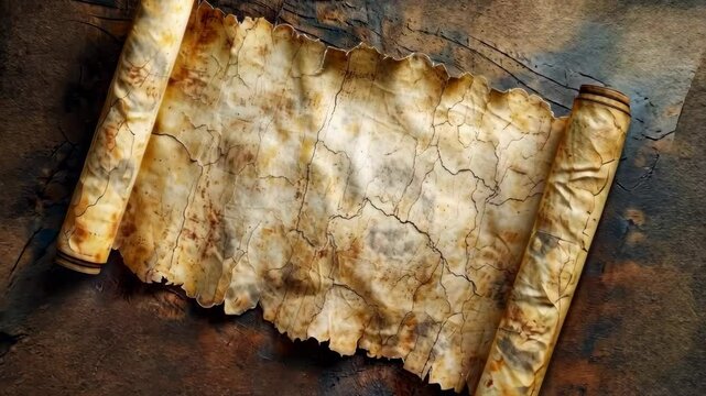 Old manuscript parchment Hebrew text ancient Biblical scroll of the prophets 4K