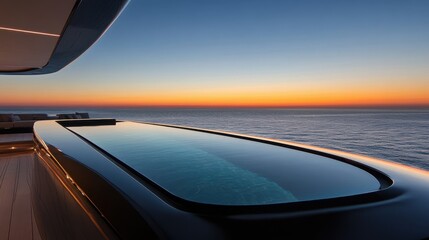 Fototapeta premium Luxurious Infinity Pool Overlooking Serene Ocean Sunset View