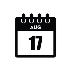 calender icon, 17 august icon with white background