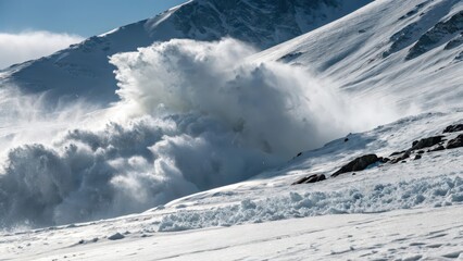 Avalanche in snowy mountains