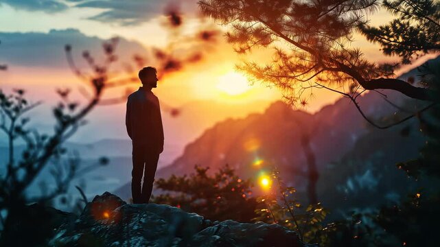 business male stand and feel happy on the most hight on the mountain, hiking, success, cliff, peak, business, success, successful, goal, victory, achievement, motivation, 